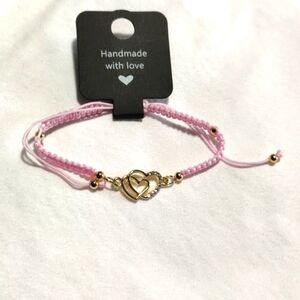 NWT Pink Bracelet With Golden Mother's Heart and Baby